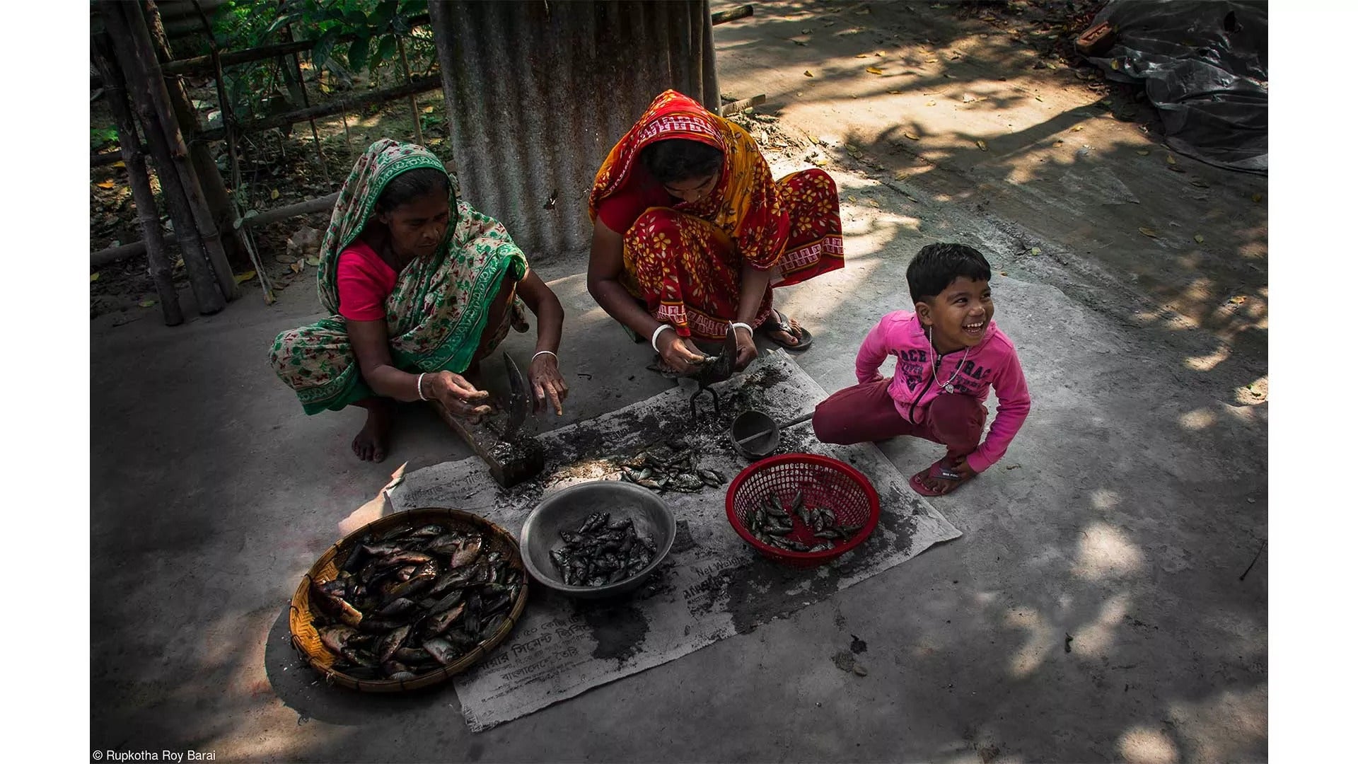 ​​​​​​​Village woman processing the raw fish