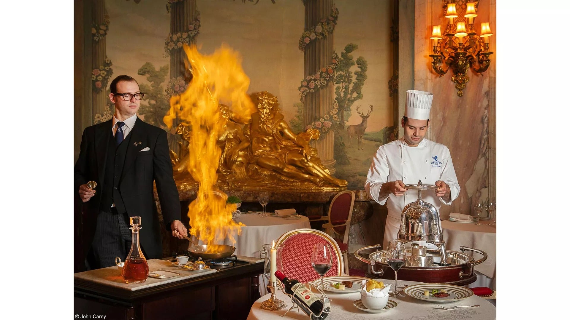 chefs cooking at The Ritz Restaurant.