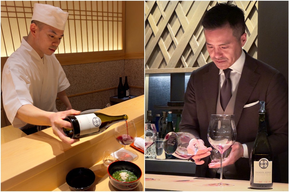 On Japanese soil: Xander Soren wines at Sushi Saito (courtesy Xander Soren) and poured by Yoshinobu Kimura