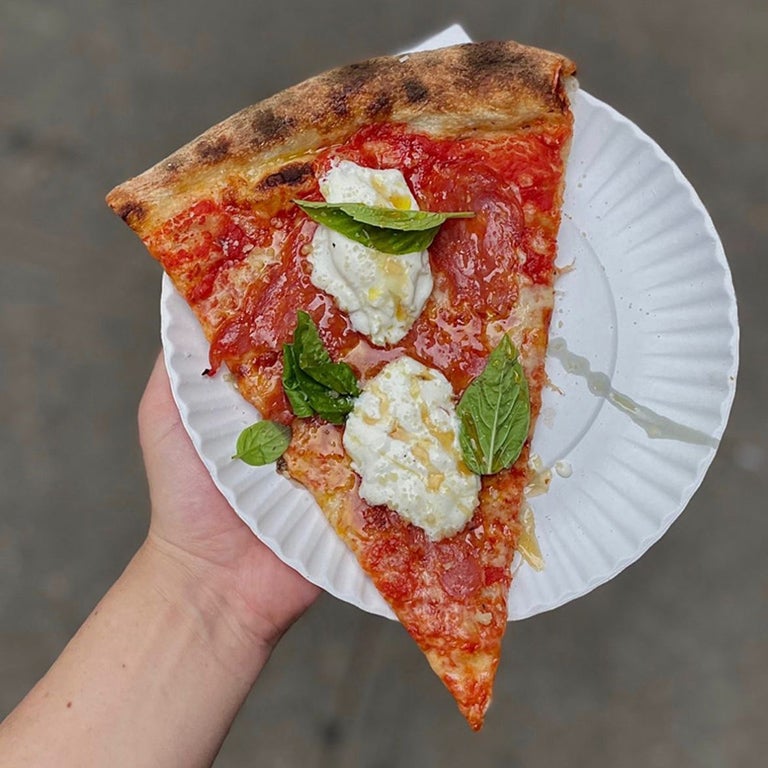 The burrata slice at L’Industrie.
