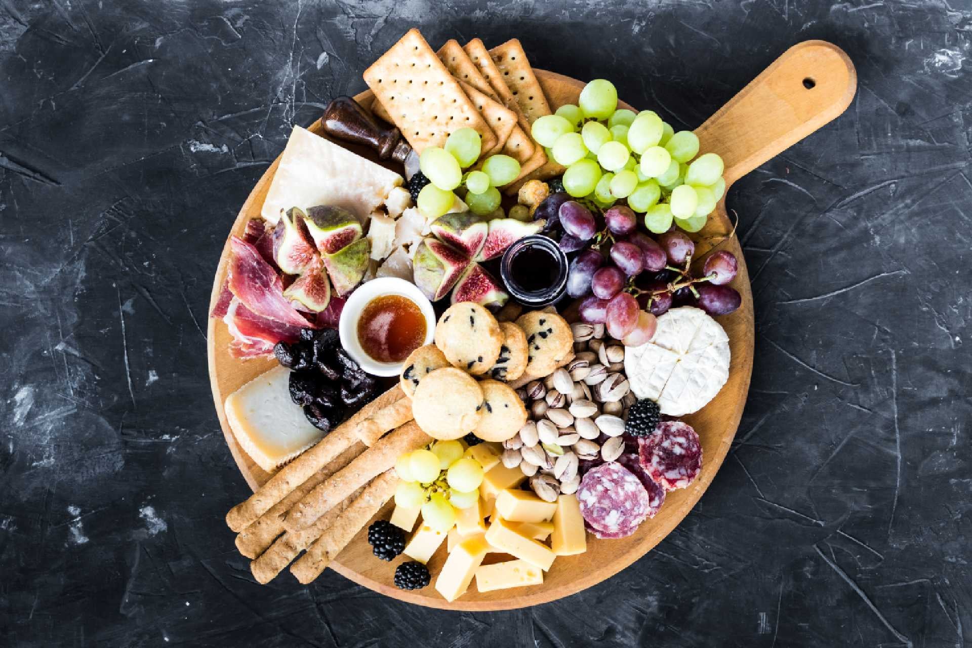 Fruits on charcuterie board