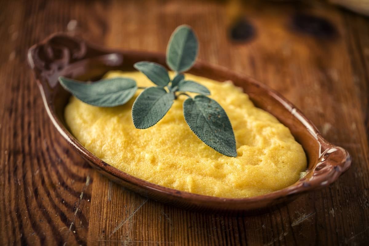 Small bowl of polenta, classical dish from Northern Italy