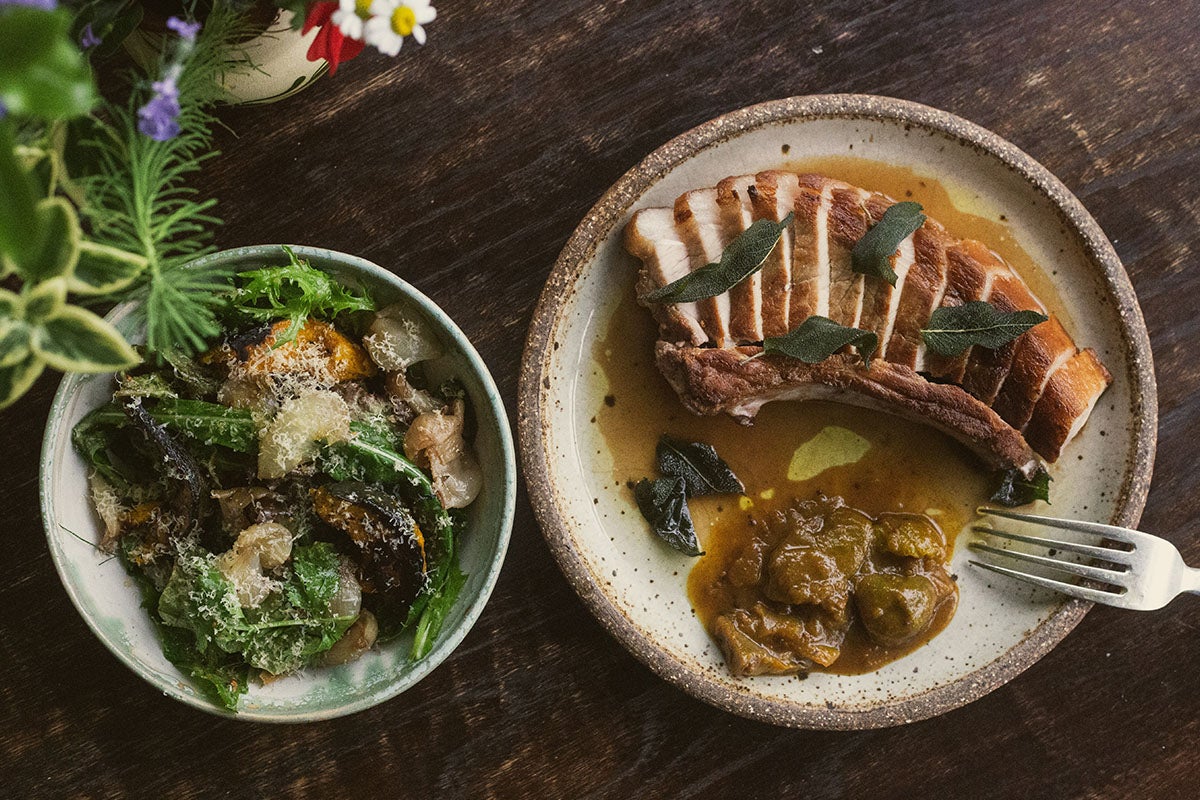 Dishes at Glebe House in Colyton, UK.