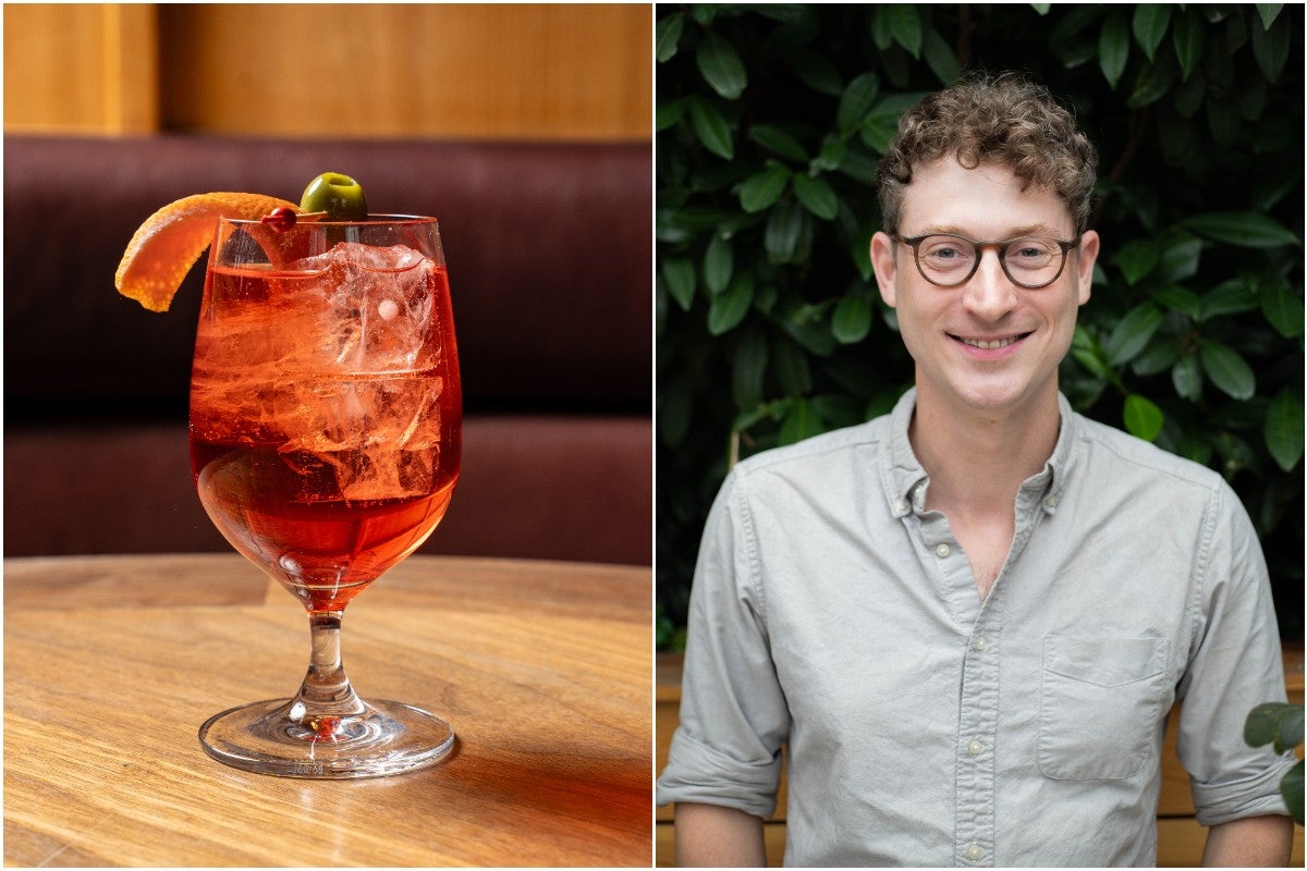 January Spritz non-alcoholic cocktail and Jarett Karlsberg.