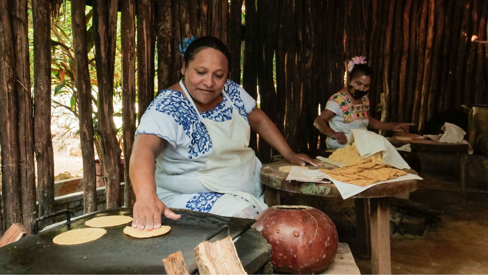 chefs making tortillas at Kinich