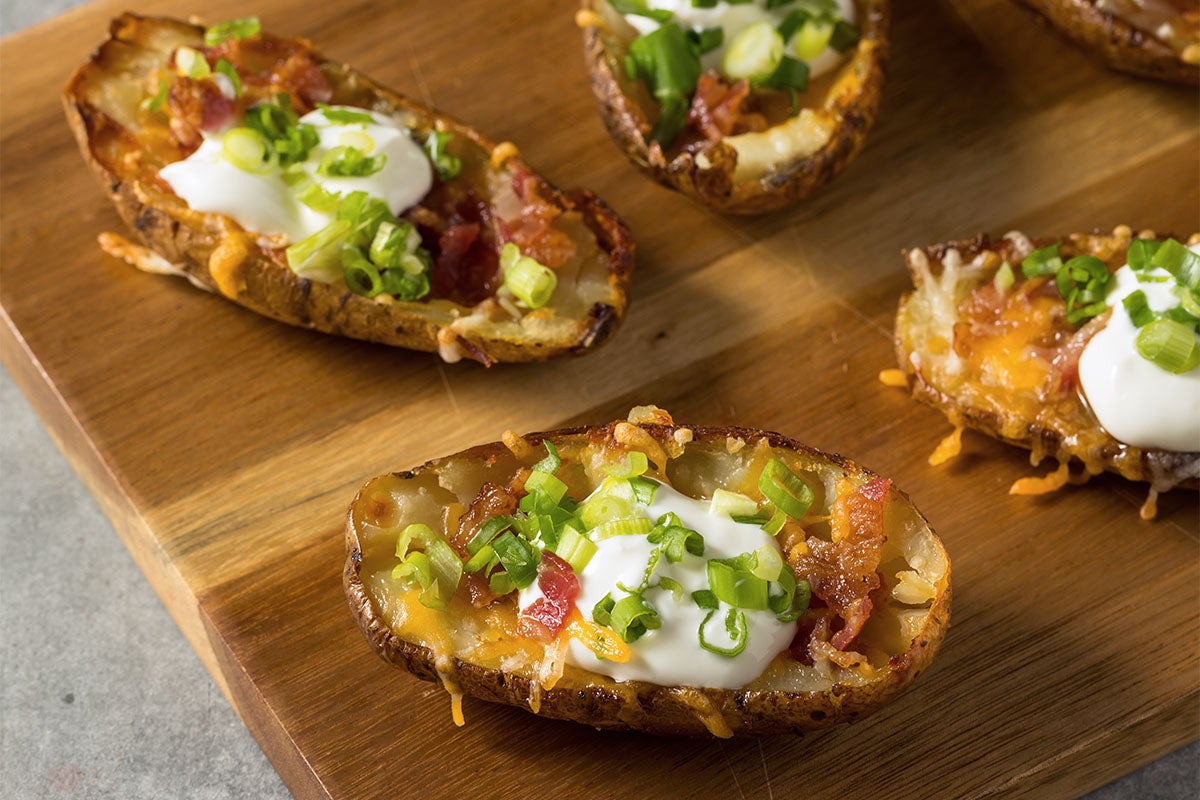 Loaded potato skins.