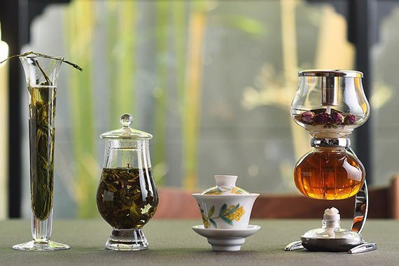 Teas in different receptacles.