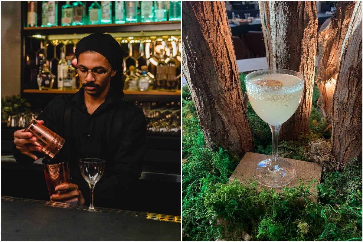 Chris San Andres and the Mayan Weave Texas cocktail.