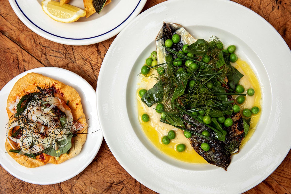 Dishes at Updown Farmhouse in Kent, UK.