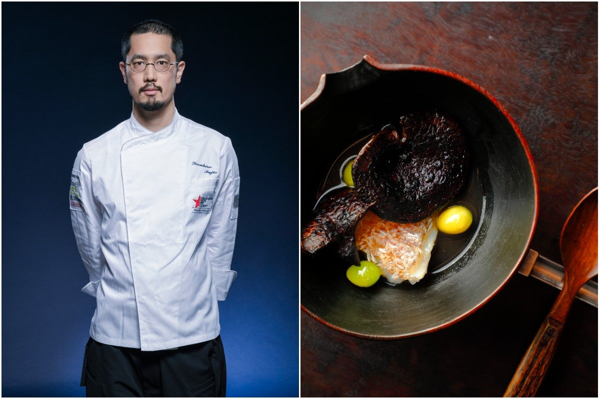 Chef Yasuhiro Fujio and a dish at Middle.