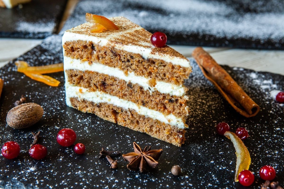 Iced carrot cake prepared in an air fryer