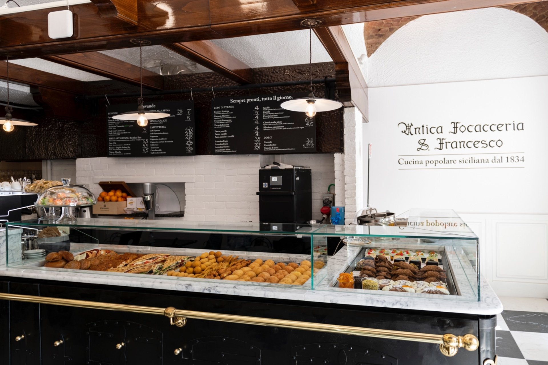 a display counter of different types of fresh foccacia