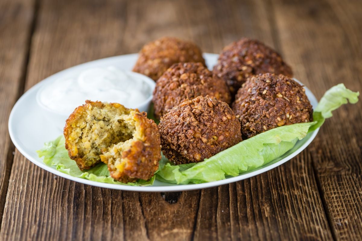 A plate with classical dish from Middle Eastern cuisine, falafel
