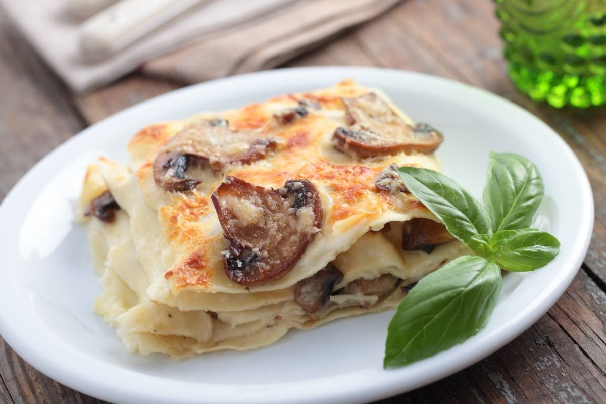 Vegetarian version of a classic Italian dish: Mushroom Lasagna