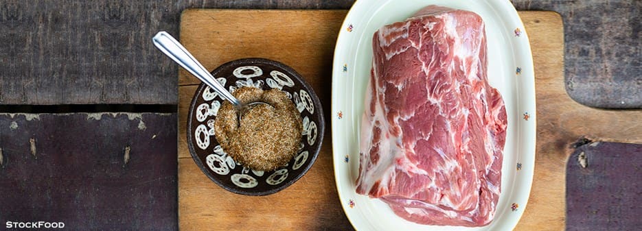 Raw Pork Collar and Rub for Pulled Pork