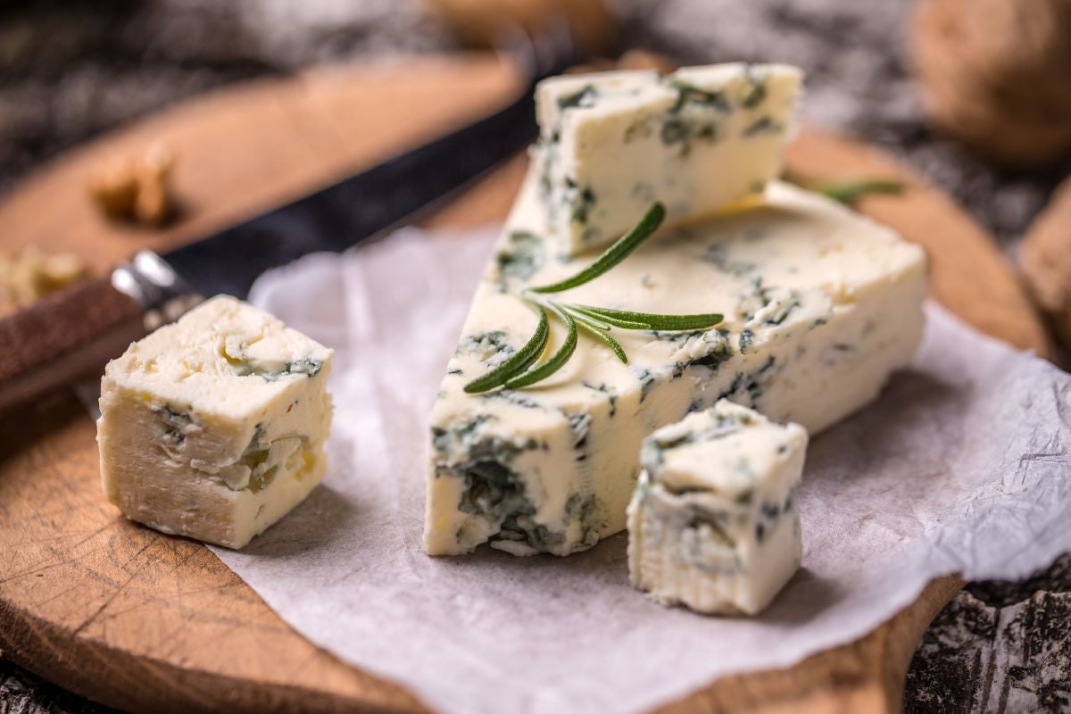 Roquefort is a traditional French cheese with pungent aroma
