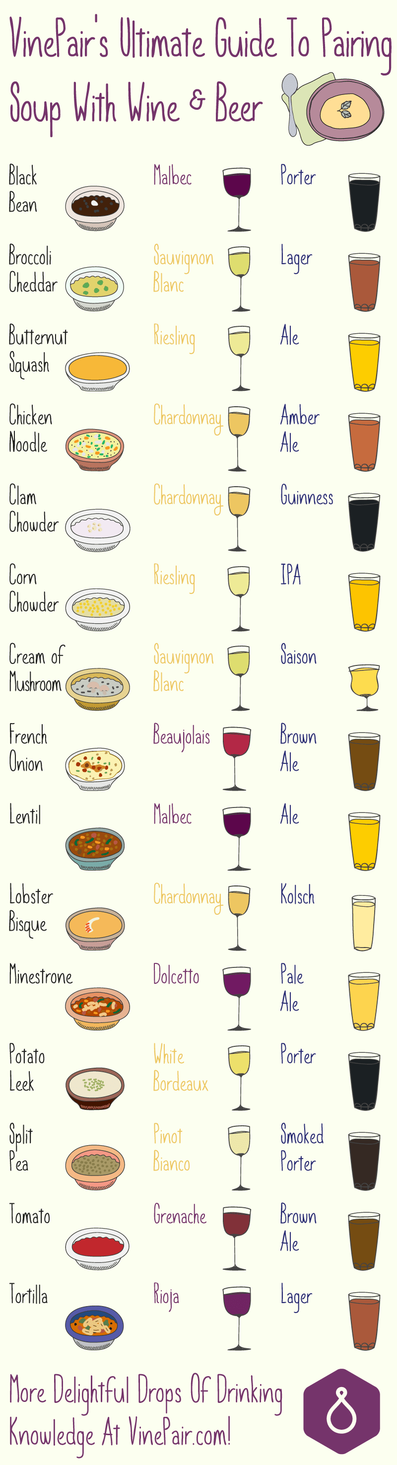 soup beer wine pairing guide infographic