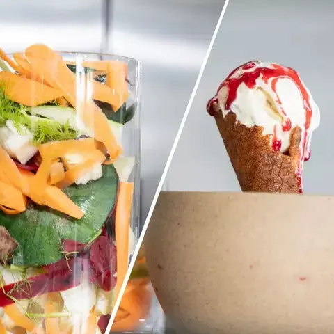 Vegetables trimmings and Tutti Frutti Ice Cream by Sat Bains