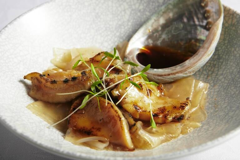 Abalone and crystal noodles at Flower Drum.