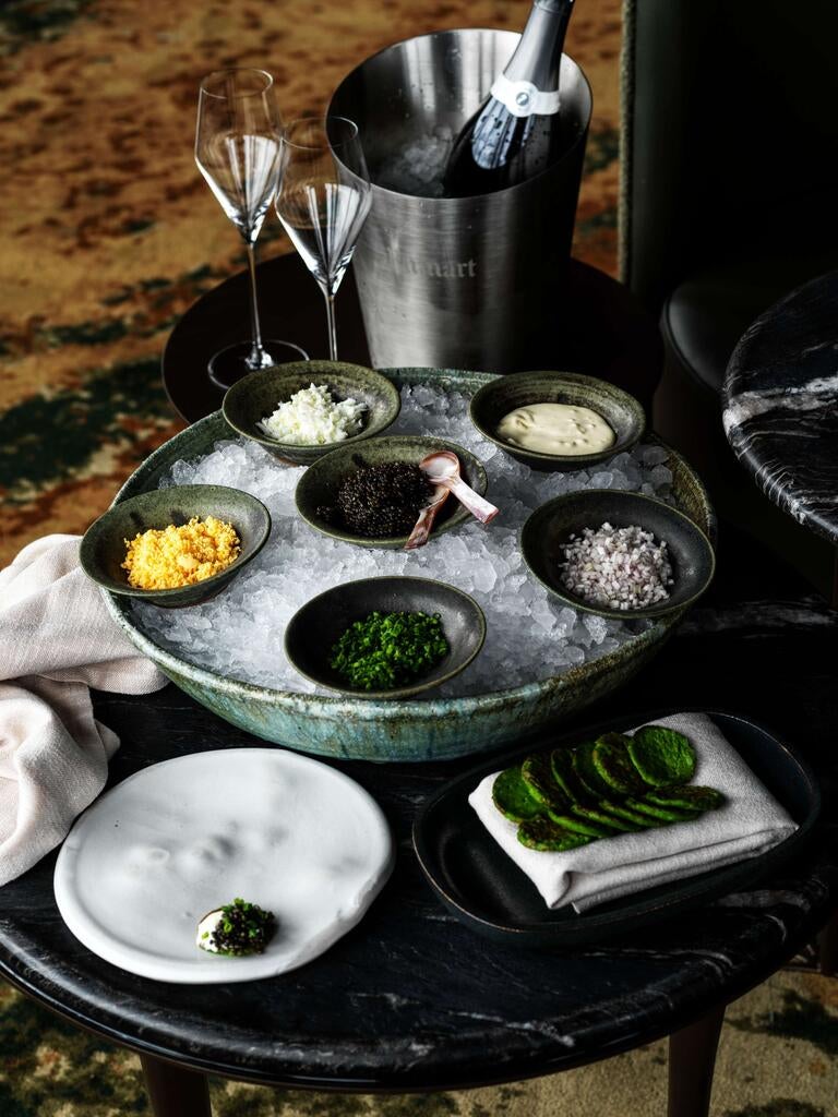 Caviar and Champagne at Lui Bar.