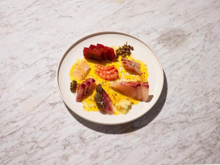 Mixed crudo plate at Sara Dining.