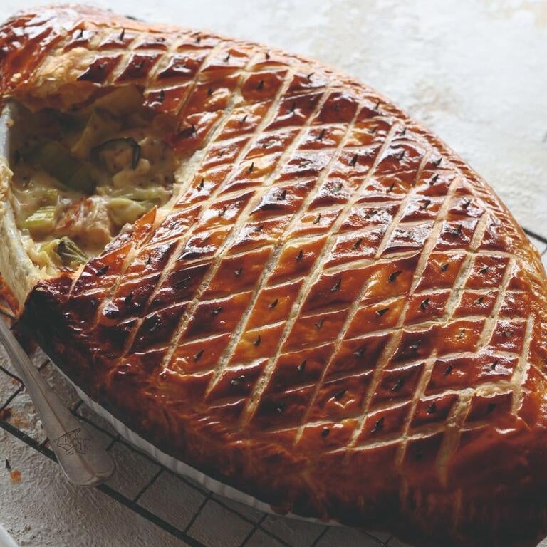 Chef Mark Moriarty's chicken and leek pie.