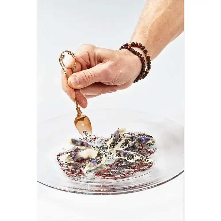 Rasmus Kofoed  Celeriac with smoked cod roe &amp; fermented cream with caviar