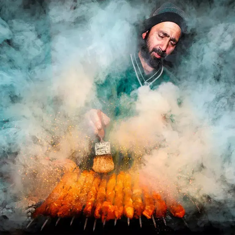 street food vendor cooking