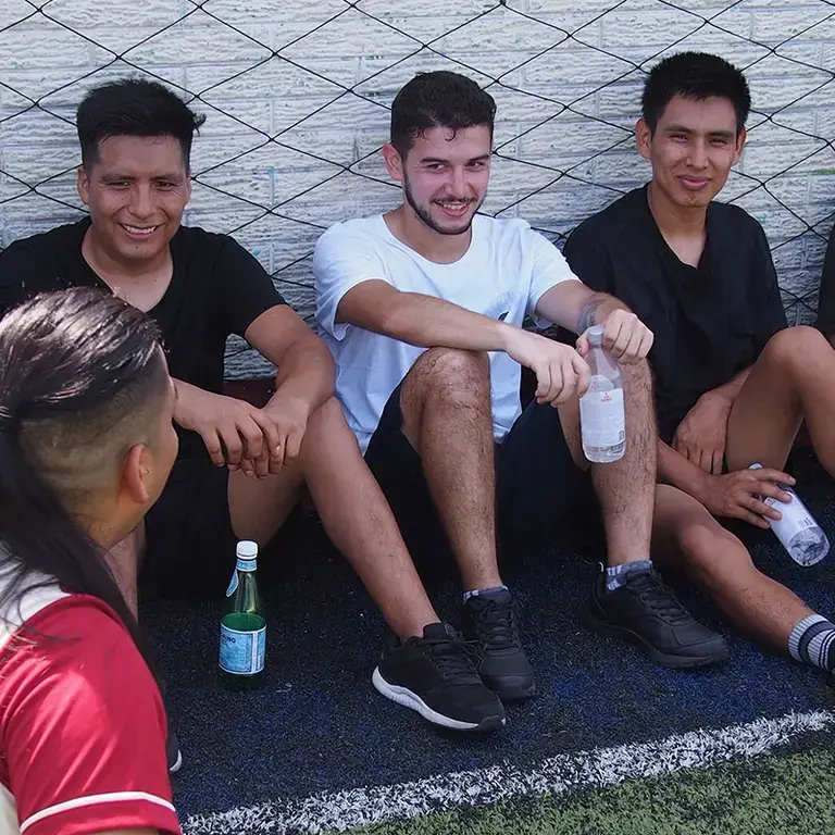 Nelson Freitas resting after a football game.