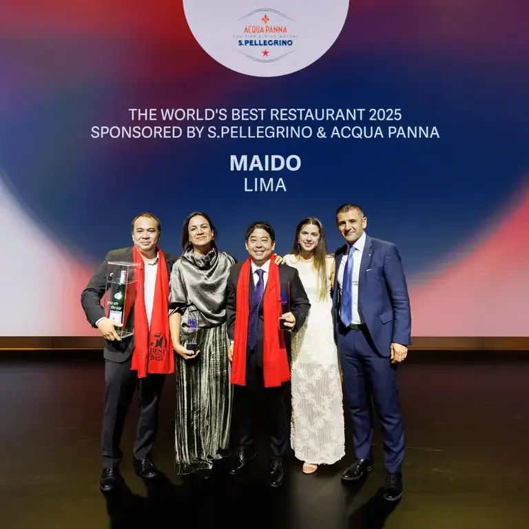 Maido team on stage at The World's 50 Best Restaurants 2025.
