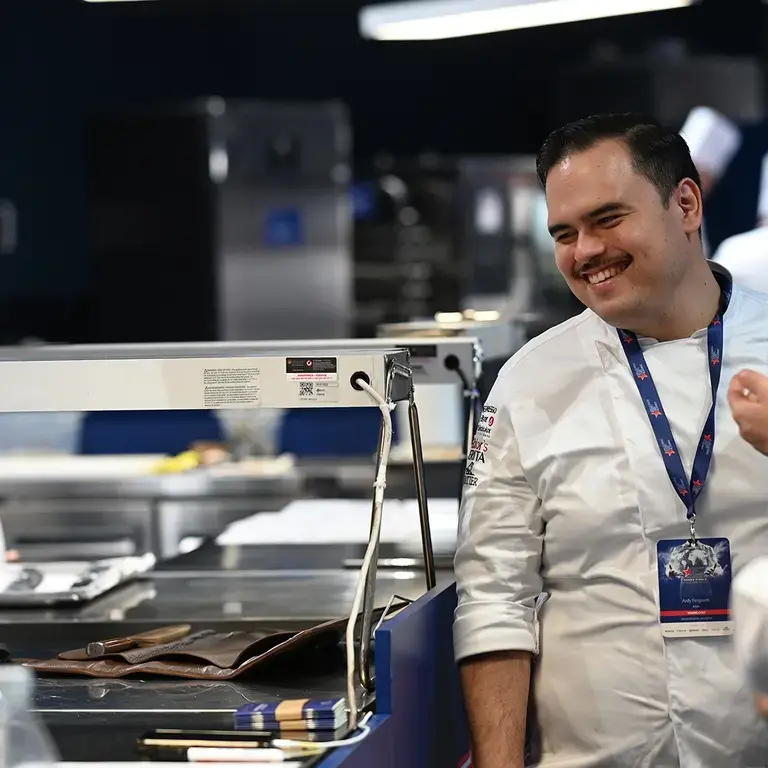 Ardy Ferguson relaxed in the kitchen.