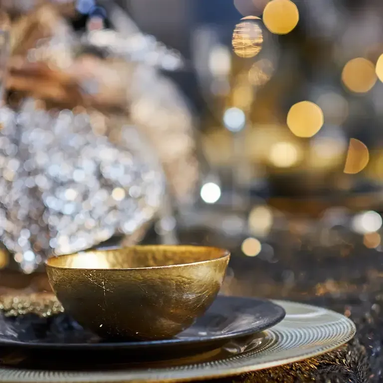 A Christmas table setting