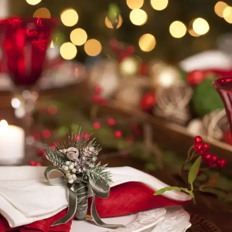 A Christmas table setting