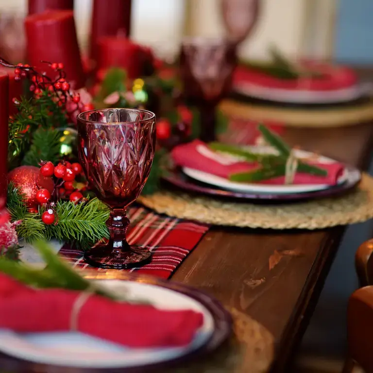 A Christmas table setting
