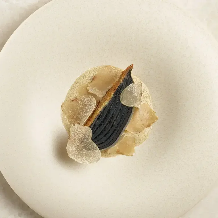 Cevennes Onion Mille-Feuille at Odette in Singapore.