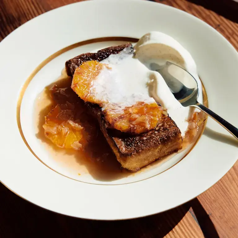 Pain perdu with blood orange marmalade at South End in Sydney.