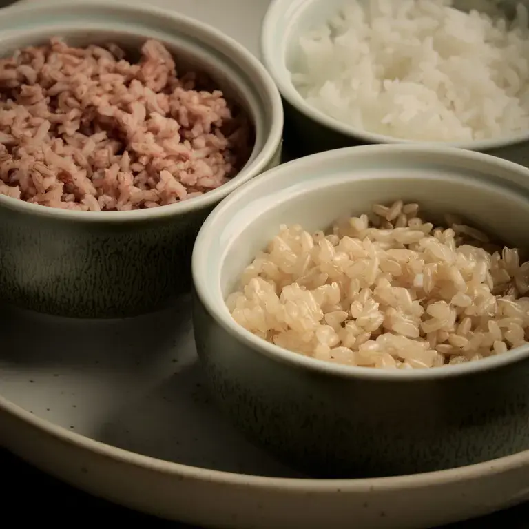Rice in ramekins at Sra Bua in Bangkok.