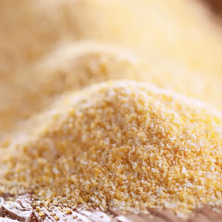 Close up of cornmeal used to cook polenta or grits