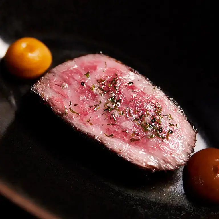 Richard Ekkebus' dish with wagyu beef