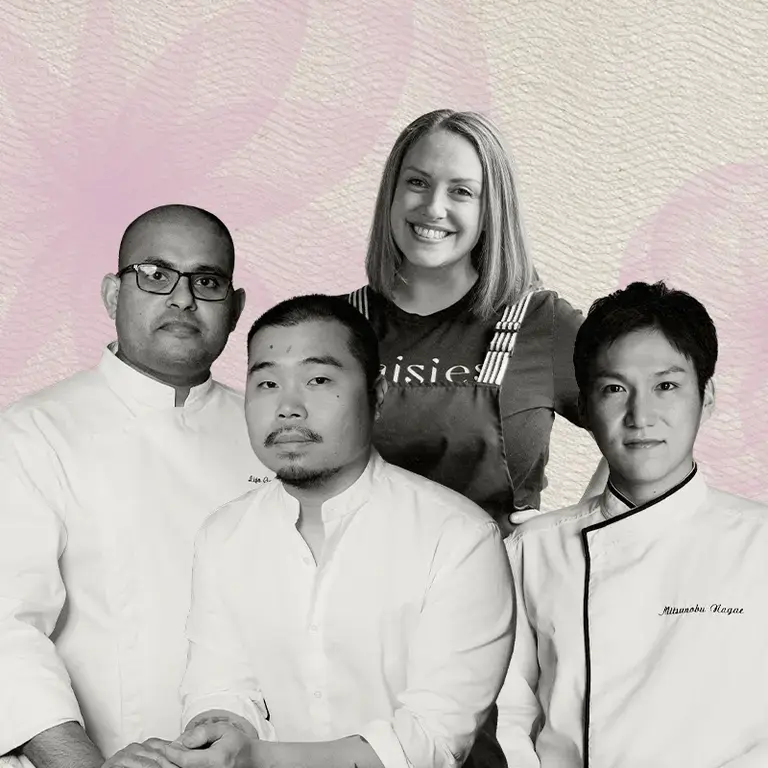 Chefs Lijo George, Max Boonthanakit, Leigh Omilinsky, and Mitsunobu Nagae.