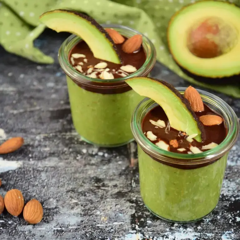 Cups of delicious avocado-based desserts.