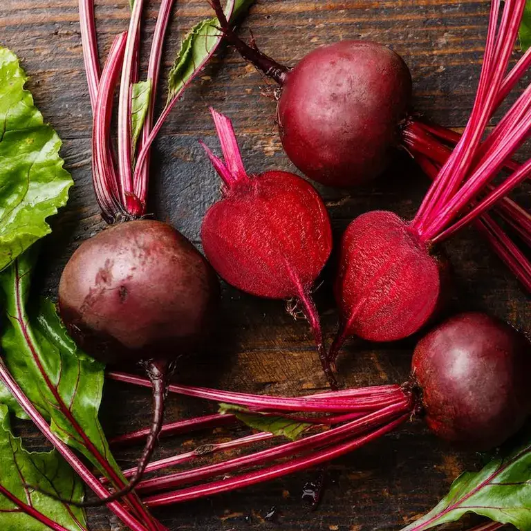 Brightly coloured beetroots.