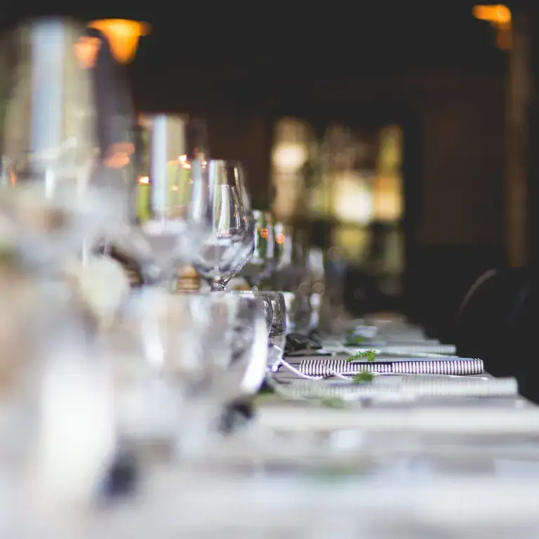 A formal table setting at a wedding