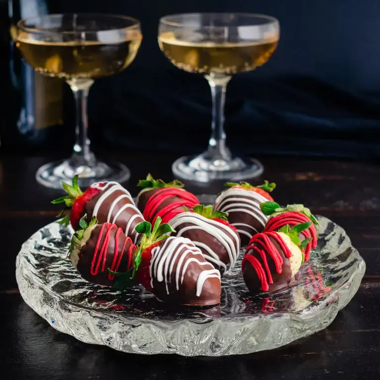 Chocolate-covered strawberries for Valentine's Day.