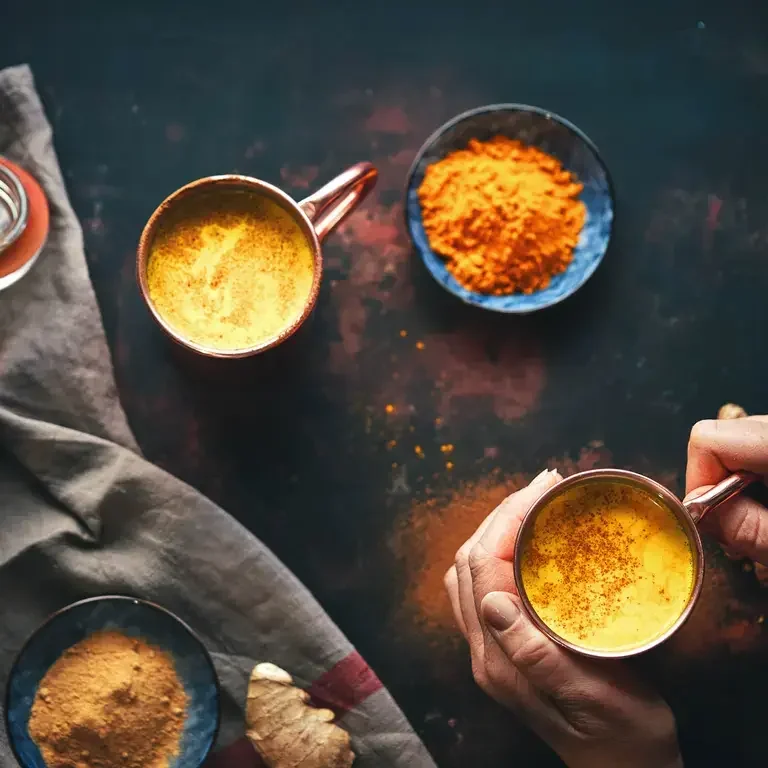 Fresh Made Golden Milk with Turmeric, Cinnamon and Ginger