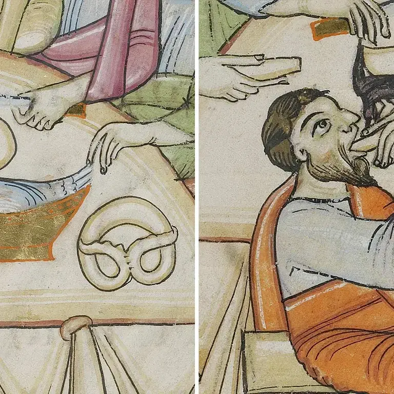 Medieval last supper illustration close up