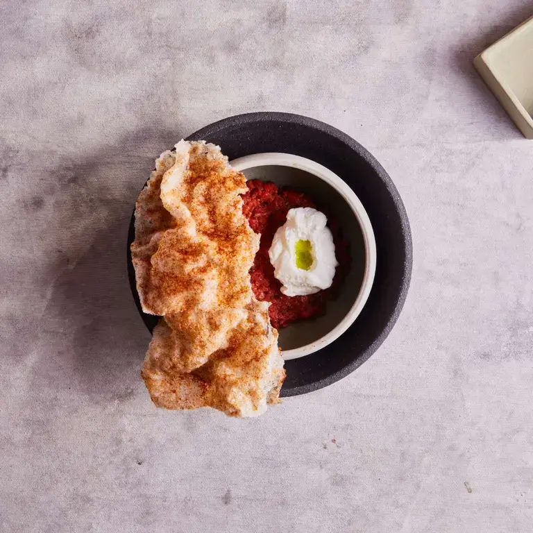 Alpaca crudo at Mauka restaurant in Cusco.