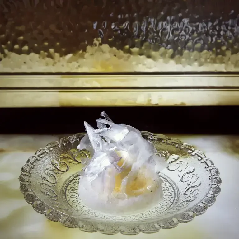 Zioux - Food - Pineapple soaked in mescal, fermented pineapple sorbet, tapioca, salt