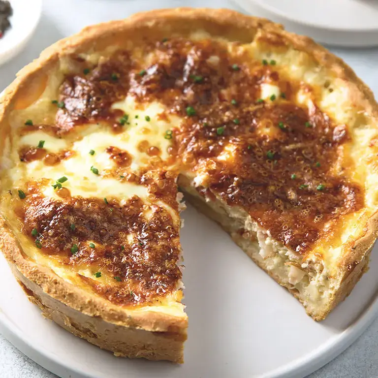 Cheese and onion quiche.