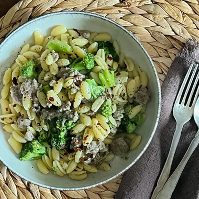 Gnocchetti con salsiccia e broccolini by Stanley Tucci.